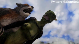 Argonian has fun with a werewolf Skyrim porn 3D monster Hentai