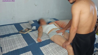 stepsister came to clean my room while stepfather did renovations in the backyard