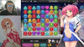 Gamer girl plays Huniepop and uses a vibrator while playing