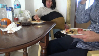 my pregnant stepmother lets me cum in her coffee during breakfast