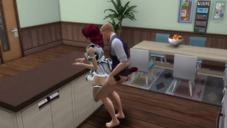 The sims 4, Man is cheating with maid next to his wife