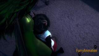Furry Yaoi 3D - Black Cat Blowjob to Dragon