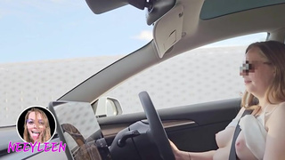 FR Amateur - Showing my tits to everyone driving around