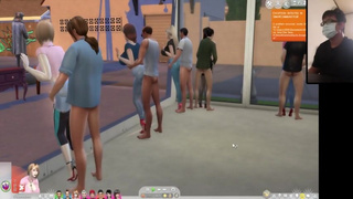 The Sims 4:10 people in the floor-to-ceiling window passionate sex (some clips special masking)