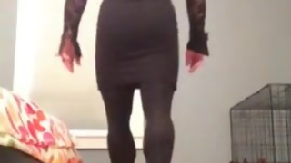 Deanna's hidden cock (crossdressing, female mask, transformation, skirt, heels, feminization)