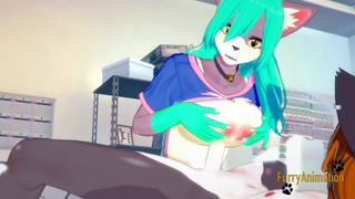 Furry Yiff Hentai - Grey Fox x Dog Sex in a bedroom - 3D Furry Hentai