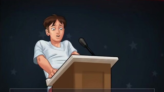 Summertime Saga - gratitude during speech blowjob under podium