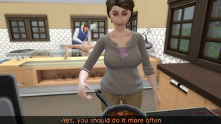 Stepdad fingering stepdaughter in front of stepmother in kitchen