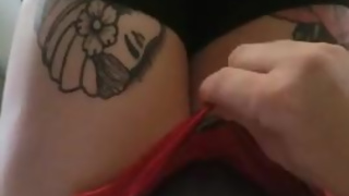 Getting so horny in my summer booty shorts I had to rub my girl dick.