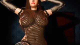 A sexy woman in full body stockings dances in front of me! showing the chest and nipple..♥(K-Idols)
