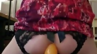 Cute CD red dress first anal orgasm ever!!! Breaking ass in hardddd part #3