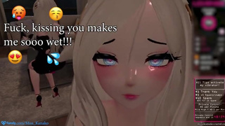 Vtuber Kanako gets asked to make-out! Cat girl kissing and loving it!