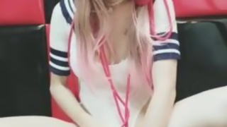 Chinese asian sexy beautiful shemale sissy play vibrator 极品伪娘玩按摩棒自慰！骚贱！刺激！