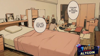 sexy student seduced her college friend and decided to ride his dick and eat his sperm