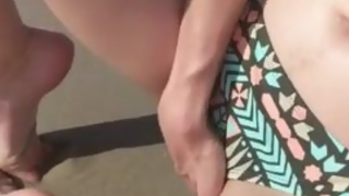 Bella Masturbates on Public Beach - Creamy Cum and Squirt