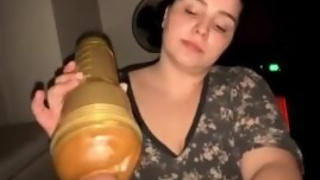 Helping stepbrothers hard cock cum before bed with his pocket pussy