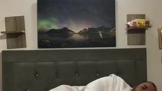 I'm in my boyfriend's bedroom I wake him up, I take off my shirt and he kisses my neck and fucks my