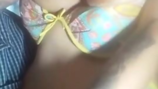 My Latina MILF wife moans as I suck on her hot titties