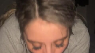 Pretty white girl eating this black dick