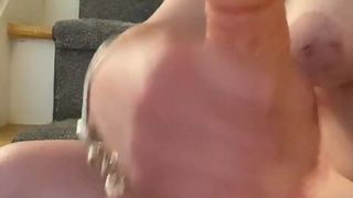 Hot brunette home alone risky almost caught