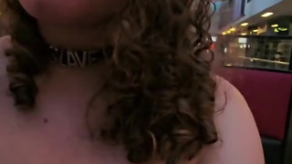 Riding my Master's cock VERY publicly in a shopping center