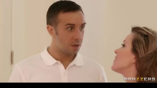 Horny brunette MILF sets up a threesome for her shy blonde maid