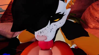 Femboy Fox looses swimsuit while she's watching...