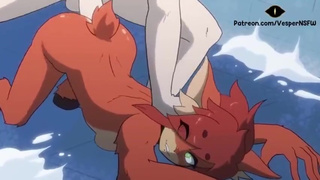 Furry girl gets big dick and huge cumshot