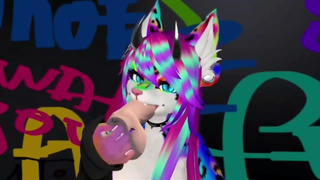 Furry girl trains throat blowjob