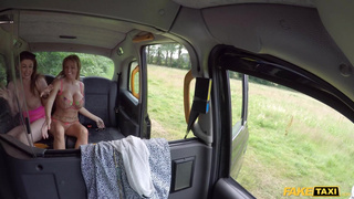 Fake Taxi Real outdoor rough sex threesome with British MILFS
